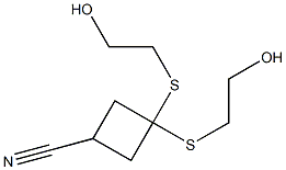 3,3-ビス[(2-ヒドロキシエチル)チオ]シクロブタンカルボニトリル 化学構造式