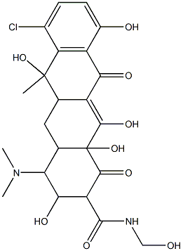 7-Chloro-4-(dimethylamino)-1,2,3,4,4a,5,5a,6,11,12a-decahydro-1,11-dioxo-N-(hydroxymethyl)-6-methyl-3,6,10,12,12a-pentahydroxy-2-naphthacenecarboxamide,,结构式