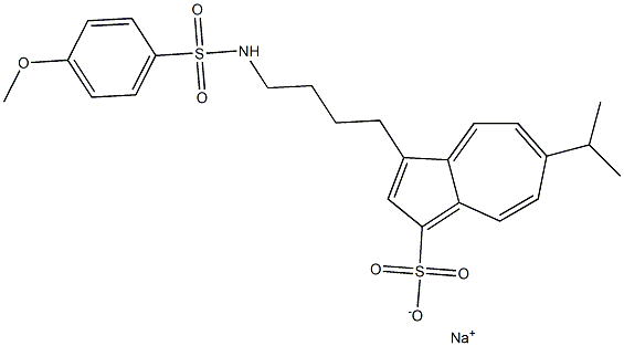 6-イソプロピル-3-[4-[[(4-メトキシフェニル)スルホニル]アミノ]ブチル]アズレン-1-スルホン酸ナトリウム 化学構造式