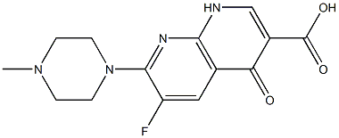 6-フルオロ-1,4-ジヒドロ-4-オキソ-7-(4-メチル-1-ピペラジニル)-1,8-ナフチリジン-3-カルボン酸 化学構造式