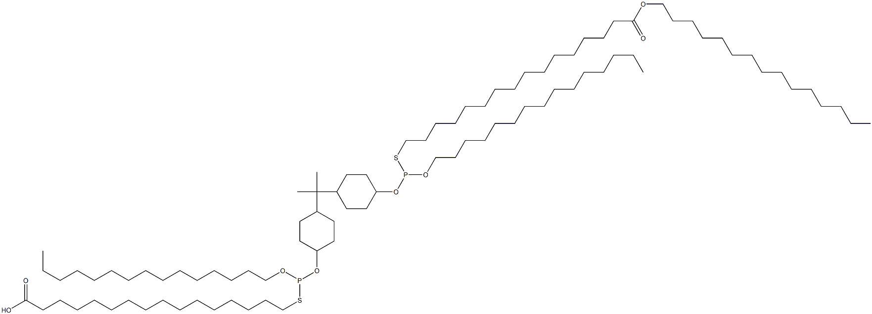 16,16'-[[Isopropylidenebis(4,1-cyclohexanediyloxy)]bis[(pentadecyloxy)phosphinediylthio]]bis(hexadecanoic acid pentadecyl) ester Structure