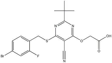 [2-tert-Butyl-5-cyano-6-(4-bromo-2-fluorobenzylthio)-4-pyrimidinyloxy]acetic acid Struktur