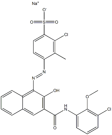  2-Chloro-3-methyl-4-[[3-[[(3-chloro-2-methoxyphenyl)amino]carbonyl]-2-hydroxy-1-naphtyl]azo]benzenesulfonic acid sodium salt