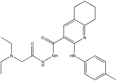 N'-[2-(Diethylamino)acetyl]-2-[(4-methylphenyl)amino]-5,6,7,8-tetrahydroquinoline-3-carbohydrazide 结构式