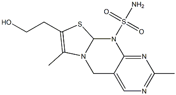 2,7-Dimethyl-8-(2-hydroxyethyl)-9a,10-dihydro-5H-pyrimido[4,5-d]thiazolo[3,2-a]pyrimidine-10-sulfonamide,,结构式
