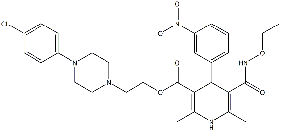 2,6-Dimethyl-4-(3-nitrophenyl)-5-[(ethoxyamino)carbonyl]-1,4-dihydropyridine-3-carboxylic acid 2-[4-(4-chlorophenyl)piperazin-1-yl]ethyl ester,,结构式