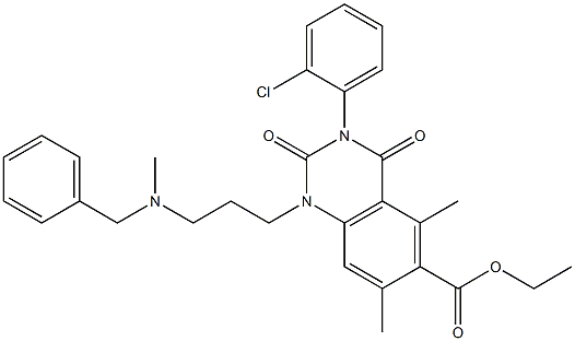 1,2,3,4-テトラヒドロ-3-(2-クロロフェニル)-1-[3-(ベンジルメチルアミノ)プロピル]-5,7-ジメチル-2,4-ジオキソキナゾリン-6-カルボン酸エチル 化学構造式