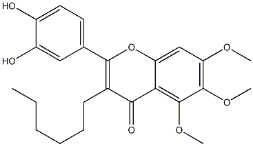 2-(3,4-Dihydroxyphenyl)-5,6,7-trimethoxy-3-hexyl-4H-1-benzopyran-4-one Structure