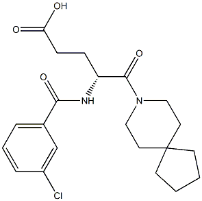 (R)-4-(3-Chlorobenzoylamino)-5-oxo-5-(8-azaspiro[4.5]decan-8-yl)valeric acid Struktur