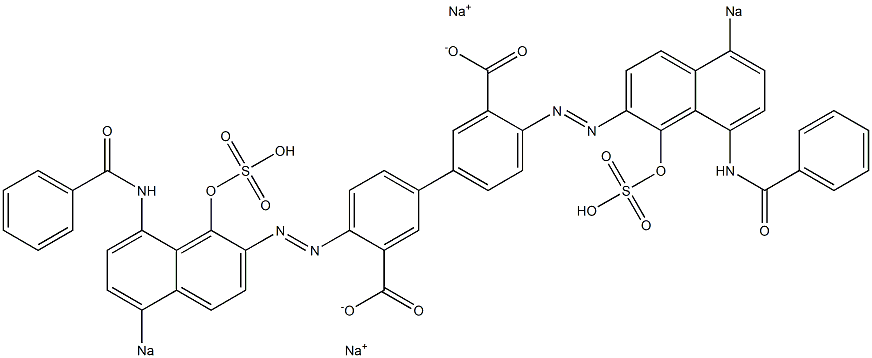 4,4'-Bis[(1-hydroxy-8-benzoylamino-5-sodiosulfo-2-naphthalenyl)azo]-1,1'-biphenyl-3,3'-dicarboxylic acid disodium salt,,结构式