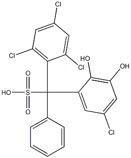 (5-クロロ-2,3-ジヒドロキシフェニル)(2,4,6-トリクロロフェニル)フェニルメタンスルホン酸 化学構造式