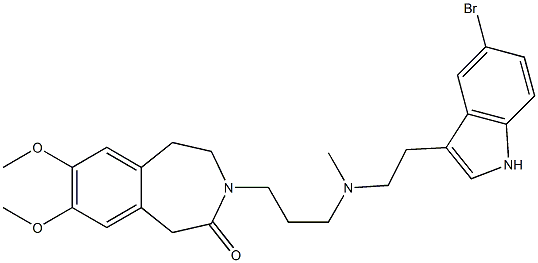 2,3-Dihydro-7,8-dimethoxy-3-[3-[N-[2-(5-bromo-1H-indol-3-yl)ethyl]-N-methylamino]propyl]-1H-3-benzazepin-4(5H)-one Structure