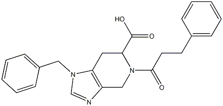 1-ベンジル-4,5,6,7-テトラヒドロ-5-(3-フェニルプロパノイル)-1H-イミダゾ[4,5-c]ピリジン-6-カルボン酸 化学構造式