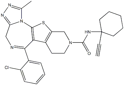 1-Methyl-6-(2-chlorophenyl)-9-[(1-ethynylcyclohexyl)aminocarbonyl]-7,8,9,10-tetrahydro-4H-pyrido[4',3':4,5]thieno[3,2-f][1,2,4]triazolo[4,3-a][1,4]diazepine Structure