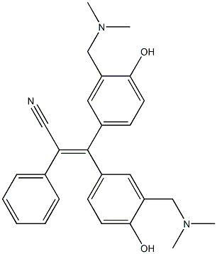 3,3-Bis[4-hydroxy-3-(dimethylaminomethyl)phenyl]-2-phenylpropenenitrile,,结构式