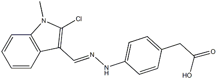 4-[2-[[2-クロロ-1-メチル-1H-インドール-3-イル]メチレン]ヒドラジノ]ベンゼン酢酸 化学構造式