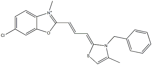 2-[3-(3-Benzyl-4-methyl-4-thiazolin-2-ylidene)-1-propenyl]-6-chloro-3-methylbenzoxazol-3-ium,,结构式