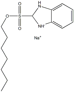 2,3-ジヒドロ-2-ヘプチル-1H-ベンゾイミダゾール-2-スルホン酸ナトリウム 化学構造式