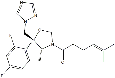 (4R,5R)-5-(2,4-Difluorophenyl)-4-methyl-3-(5-methyl-4-hexenoyl)-5-[(1H-1,2,4-triazol-1-yl)methyl]oxazolidine Struktur