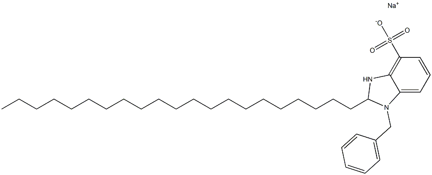 1-ベンジル-2,3-ジヒドロ-2-ヘニコシル-1H-ベンゾイミダゾール-4-スルホン酸ナトリウム 化学構造式