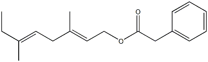 Phenylacetic acid 3,6-dimethyl-2,5-octadienyl ester Struktur