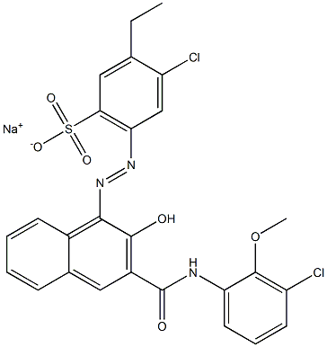 4-Chloro-3-ethyl-6-[[3-[[(3-chloro-2-methoxyphenyl)amino]carbonyl]-2-hydroxy-1-naphtyl]azo]benzenesulfonic acid sodium salt