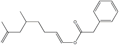 フェニル酢酸5,7-ジメチル-1,7-オクタジエニル 化学構造式