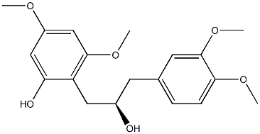 [R,(+)]-1-(3,4-ジメトキシフェニル)-3-(2-ヒドロキシ-4,6-ジメトキシフェニル)-2-プロパノール 化学構造式