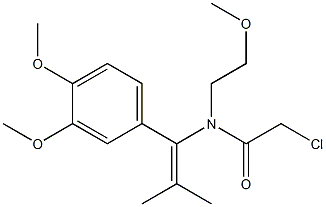 N-[1-(3,4-ジメトキシフェニル)-2-メチル-1-プロペニル]-N-[2-メトキシエチル]-2-クロロアセトアミド 化学構造式