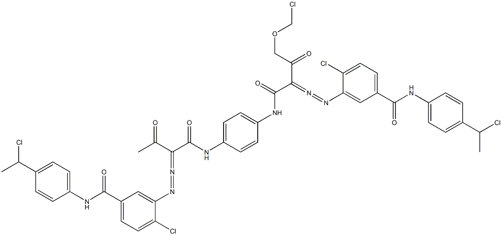 3,3'-[2-(Chloromethoxy)-1,4-phenylenebis[iminocarbonyl(acetylmethylene)azo]]bis[N-[4-(1-chloroethyl)phenyl]-4-chlorobenzamide],,结构式