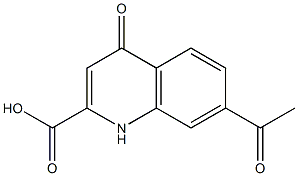 7-アセチル-1,4-ジヒドロ-4-オキソキノリン-2-カルボン酸 化学構造式
