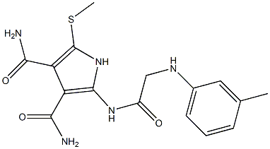 2-[[[(m-Methylphenyl)amino]acetyl]amino]-5-[methylthio]-1H-pyrrole-3,4-dicarboxamide 结构式