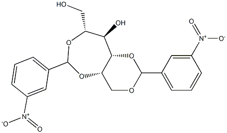 1-O,3-O:2-O,5-O-ビス(3-ニトロベンジリデン)-D-グルシトール 化学構造式