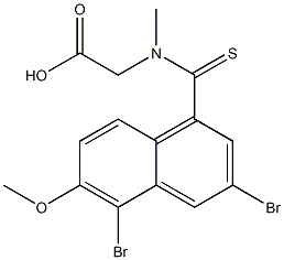 [N-[(3,5-ジブロモ-6-メトキシ-1-ナフタレニル)チオカルボニル]-N-メチルアミノ]酢酸 化学構造式