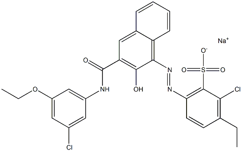 2-Chloro-3-ethyl-6-[[3-[[(3-chloro-5-ethoxyphenyl)amino]carbonyl]-2-hydroxy-1-naphtyl]azo]benzenesulfonic acid sodium salt Struktur