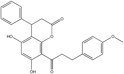 3,4-Dihydro-5,7-dihydroxy-4-phenyl-8-[3-(4-methoxyphenyl)-1-oxopropyl]-2H-1-benzopyran-2-one