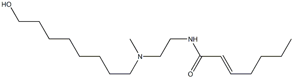 N-[2-[N-(8-ヒドロキシオクチル)-N-メチルアミノ]エチル]-2-ヘプテンアミド 化学構造式