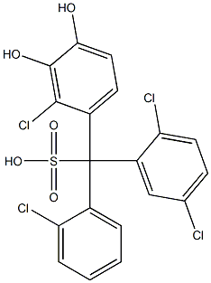 (2-クロロフェニル)(2,5-ジクロロフェニル)(2-クロロ-3,4-ジヒドロキシフェニル)メタンスルホン酸 化学構造式