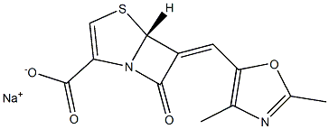 (5R)-7-Oxo-6-[(2,4-dimethyloxazol-5-yl)methylene]-4-thia-1-azabicyclo[3.2.0]hept-2-ene-2-carboxylic acid sodium salt Structure