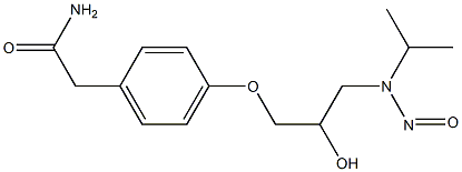 2-[4-[3-(イソプロピルニトロソアミノ)-2-ヒドロキシプロポキシ]フェニル]アセトアミド 化学構造式