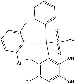 (2,6-ジクロロフェニル)(2,3-ジクロロ-5,6-ジヒドロキシフェニル)フェニルメタンスルホン酸 化学構造式