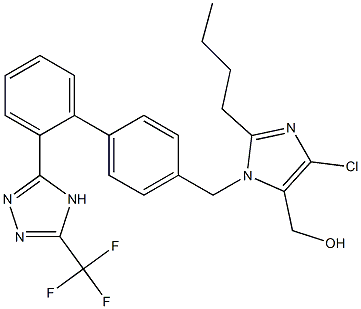 2-Butyl-4-chloro-1-[[2'-(5-trifluoromethyl-4H-1,2,4-triazol-3-yl)-1,1'-biphenyl-4-yl]methyl]-1H-imidazole-5-methanol,,结构式