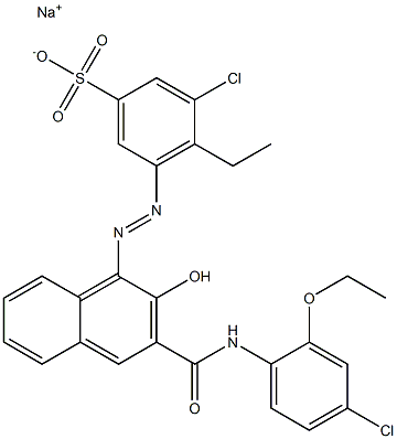 3-Chloro-4-ethyl-5-[[3-[[(4-chloro-2-ethoxyphenyl)amino]carbonyl]-2-hydroxy-1-naphtyl]azo]benzenesulfonic acid sodium salt,,结构式
