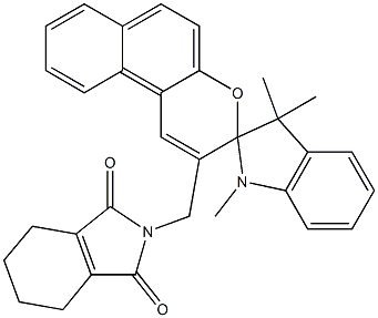 N-[[1',3',3'-トリメチルスピロ[3H-ナフト[2,1-b]ピラン-3,2'-インドリン]-2-イル]メチル]-3,4,5,6-テトラヒドロフタルイミド 化学構造式