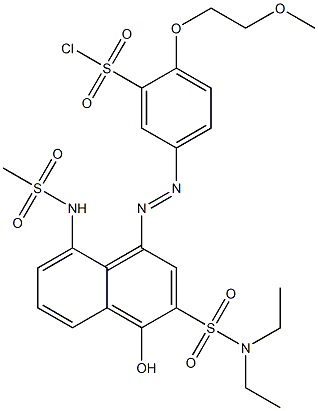 5-[3-(N,N-Diethylsulfamoyl)-4-hydroxy-8-methylsulfonylamino-1-naphtylazo]-2-(2-methoxyethoxy)benzenesulfonyl chloride Structure