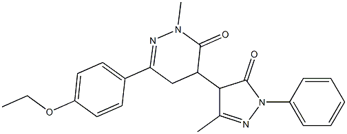 4,5-Dihydro-6-(4-ethoxyphenyl)-4-[(4,5-dihydro-5-oxo-3-methyl-1-phenyl-1H-pyrazol)-4-yl]-2-methylpyridazin-3(2H)-one,,结构式