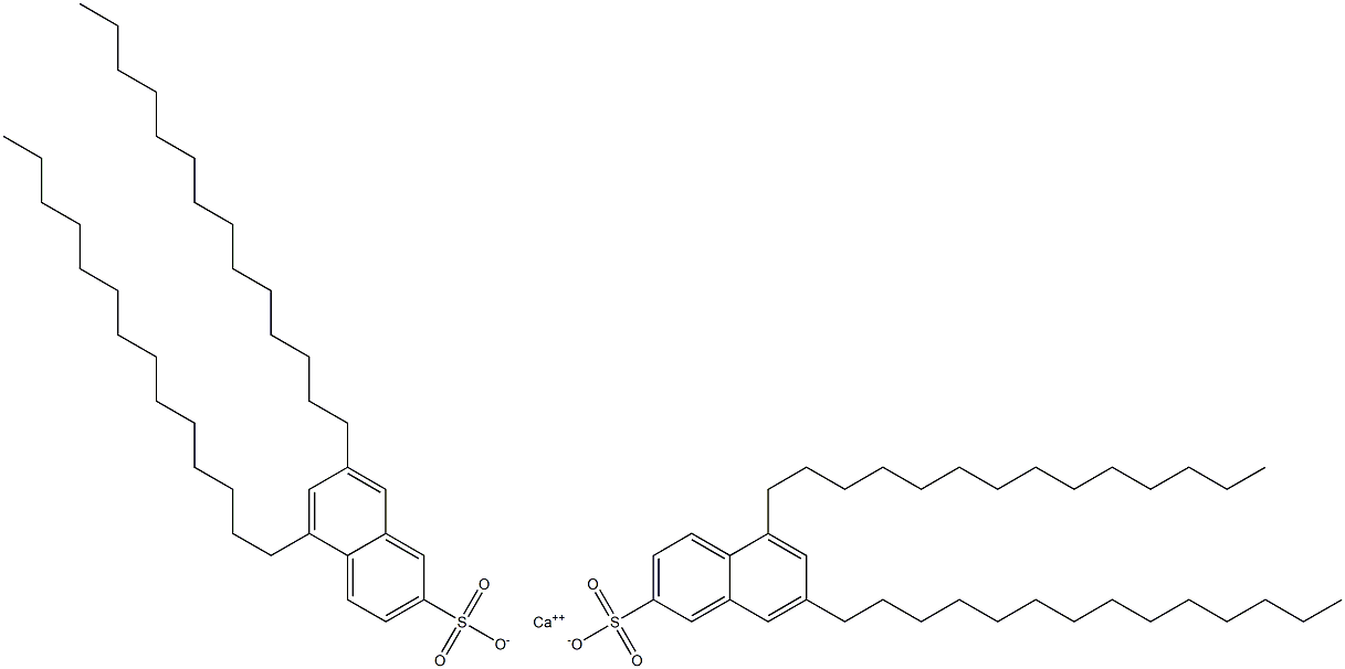 Bis(5,7-ditetradecyl-2-naphthalenesulfonic acid)calcium salt Structure