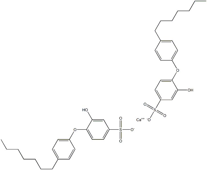 Bis(2-hydroxy-4'-heptyl[oxybisbenzene]-4-sulfonic acid)calcium salt 结构式