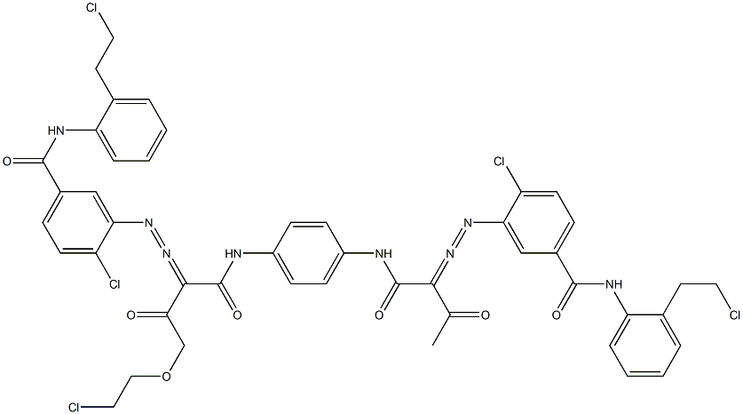 3,3'-[2-[(2-Chloroethyl)oxy]-1,4-phenylenebis[iminocarbonyl(acetylmethylene)azo]]bis[N-[2-(2-chloroethyl)phenyl]-4-chlorobenzamide],,结构式