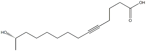 (13S)-13-ヒドロキシ-5-テトラデシン酸 化学構造式